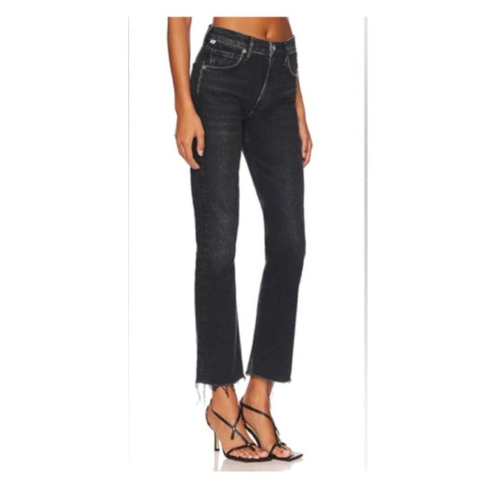 Citizens Of Humanity Isola Cropped Boot Cut Frayed Hem in Stormy Jeans 30